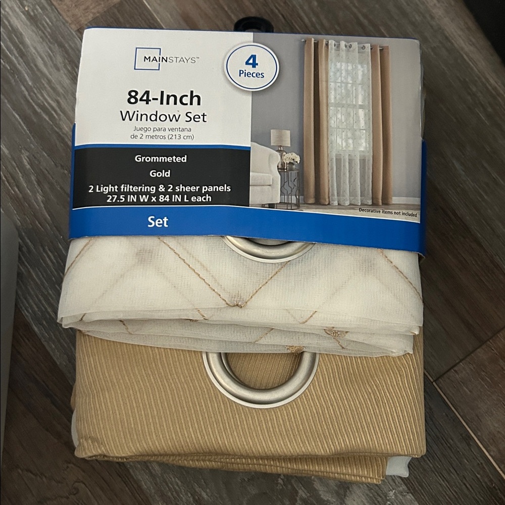 50%offw❤️ Mainstays 4-Piece 84-Inch Grommeted Window Set HG99